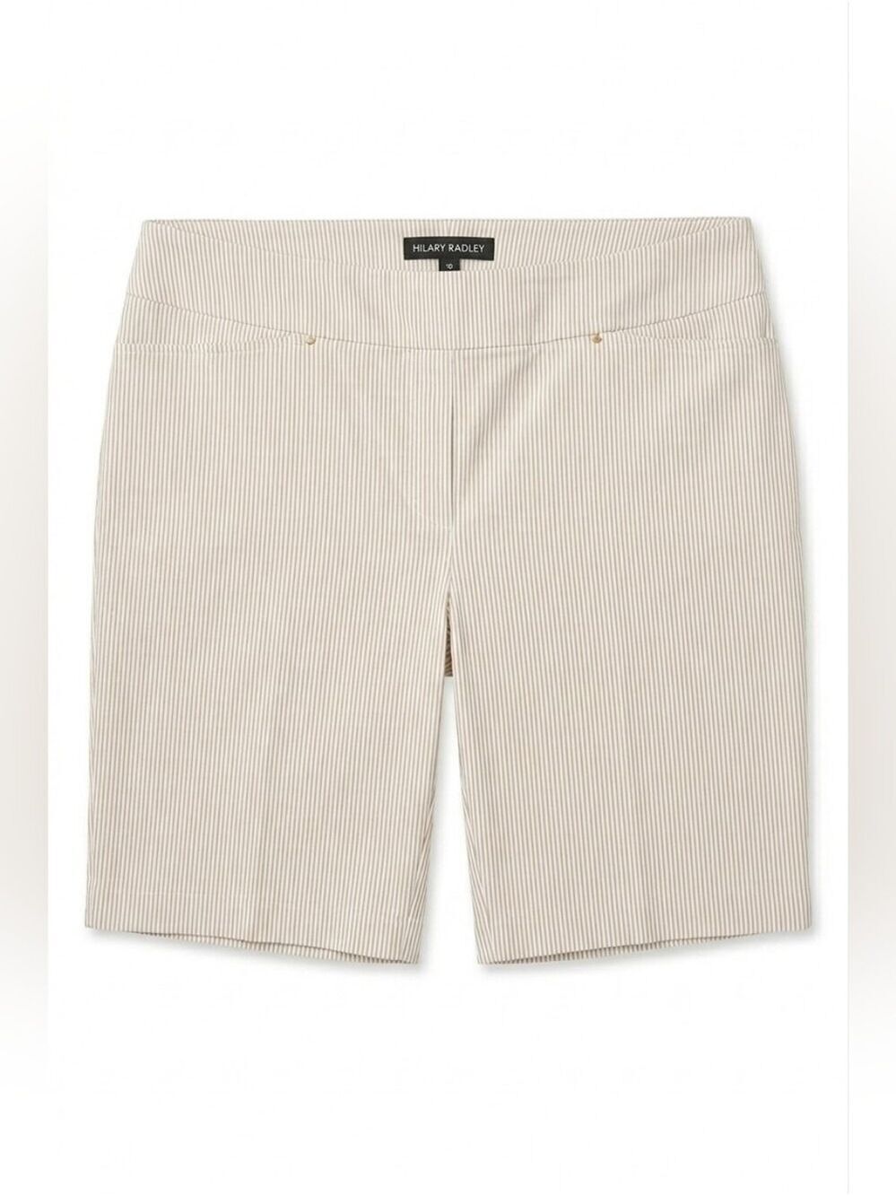 Hilary Radley White and Beige Pinstripe Bermuda Shorts Tummy Control NWT Size 16